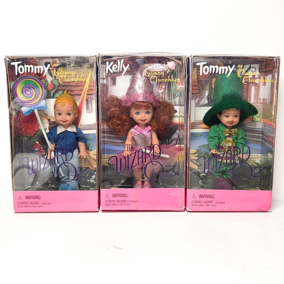 The Wizard Of Oz Other - Wizard Of Oz x Mattel Barbie Kelly Munchkin Collection 1999 Dolls Set Of 3